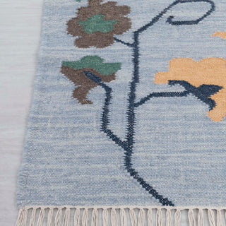 Sky Blue Floral Vine Rug