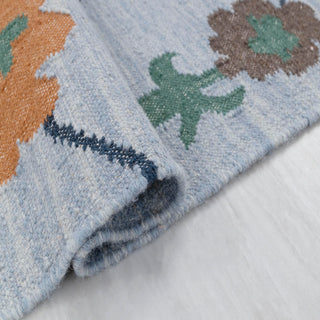 Sky Blue Floral Vine Rug