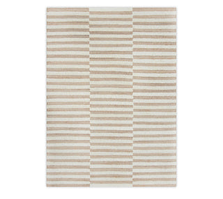 Natural Ivory & Sand Alternating Stripe Flatweave Rug