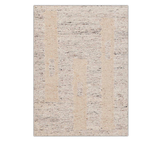 Abstract Block Pattern Beige Wool Rug – Handwoven Contemporary Textured Carpet