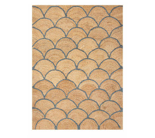 Natural Jute Scallop Rug – Handwoven Geometric Carpet