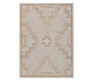 Beige Tribal Geometric Wool Rug – Modern Handwoven Carpet