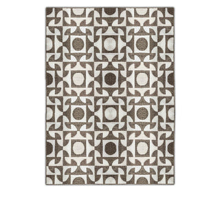 Beige and Brown Geometric Abaca Rug – Modern Natural Fiber Carpet
