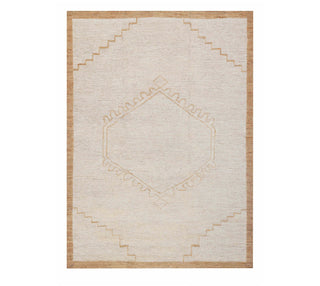 Ivory Minimal Tribal Wool Rug – Handwoven Modern Carpet