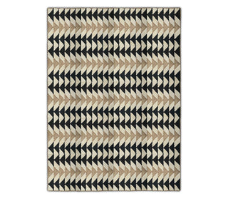 Ivory, Beige & Black Chevron Geometric Pattern Rug
