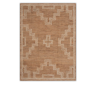 Camel Brown Aztec Border Handwoven Jute Rug