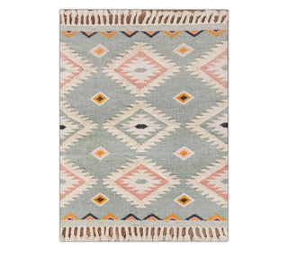 Casa Sea Green Hand Woven Boho Wool Rug
