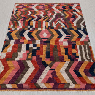 Multicolor Abstract Geometric Handwoven Rug – Modern Artistic Carpet