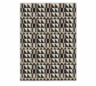 Black, Ivory & Beige Geometric Pattern Rug