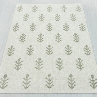 Sage Floral Handwoven Rug