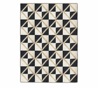 Black, Ivory & Beige Geometric Triangle Abaca Rug