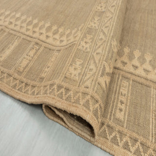 Natural Beige Tribal Border Rug