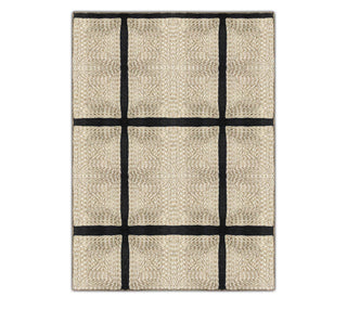 Beige and Black Geometric Grid Pattern Jute Area Rug