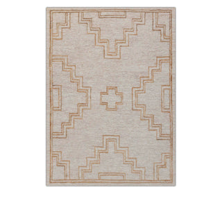 Beige Tribal Geometric Wool Rug – Modern Handwoven Carpet