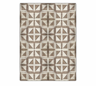 Brown and Ivory Geometric Abaca Rug – Modern Textured Area Rug