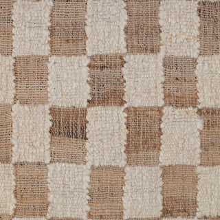 Modern Beige & Ivory Checkered Handwoven Rug