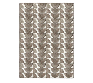 Brown & Ivory Geometric Half-Circle Pattern Abaca Rug