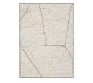 Ivory Abstract Geometric Handwoven Rug – Minimal Modern Carpet