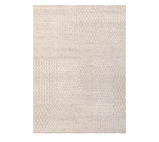 Modern Minimalist Geometric Beige Wool Rug – Handwoven Textured Area Carpet