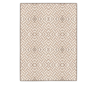 Ivory Beige Geometric Abaca Rug with Interlocking Diamond Pattern | Abaca Carpets