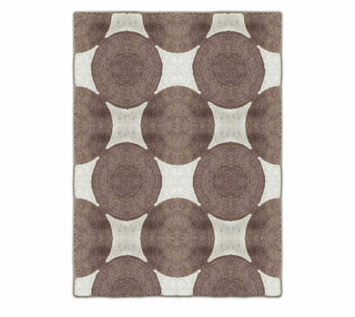 Brown & Ivory Geometric Circular Pattern Rug