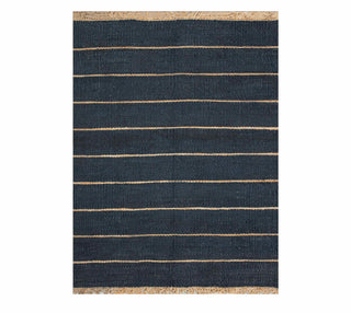 Navy Striped Handwoven Rug