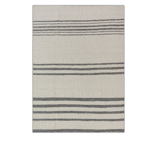 Modern Ivory & Grey Striped Handwoven Rug