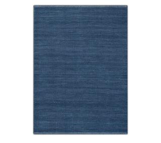 Muji Blue Wool Hand Woven Wool Flatweave Rug