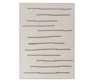 Modern Ivory & Grey Abstract Line Handwoven Rug