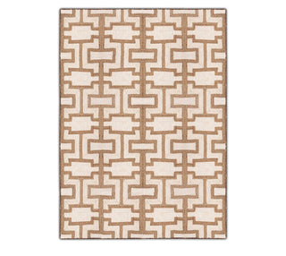 Beige & Ivory Interlocking Geometric Pattern Rug