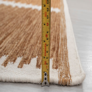 Golden Brown Scandinavian Block Stripe Handwoven Kilim Rug