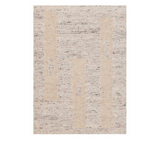 Abstract Block Pattern Beige Wool Rug – Handwoven Contemporary Textured Carpet