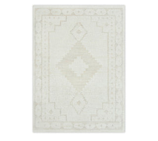 Off-White Traditional Medallion Border Handwoven Rug