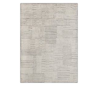 Ivory Textured Geometric Wool Rug
