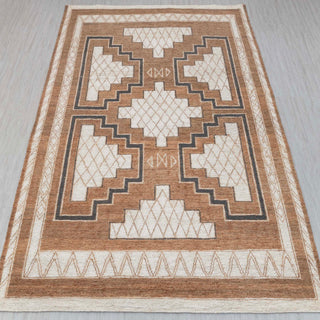 Camel Brown Tribal Geometric Rug