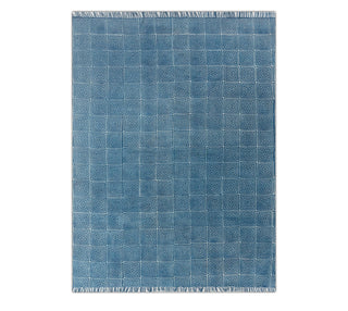Blue Square Maze Rug