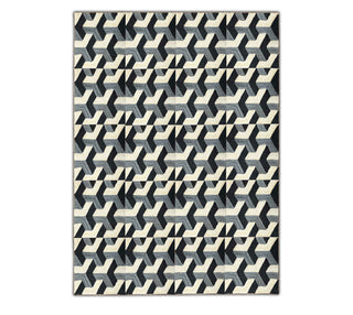 Black, Ivory & Grey Geometric Pattern Rug