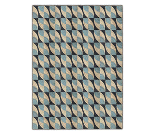 Modern Geometric Blue, Beige & Black Pattern Rug – Abaca Carpets