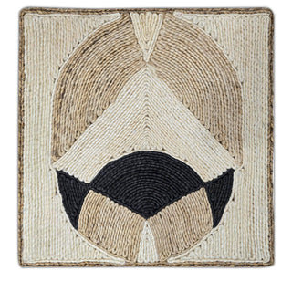 Ivory, Beige & Black Abstract Geometric Pattern Rug