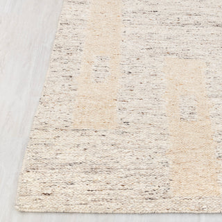 Abstract Block Pattern Beige Wool Rug – Handwoven Contemporary Textured Carpet