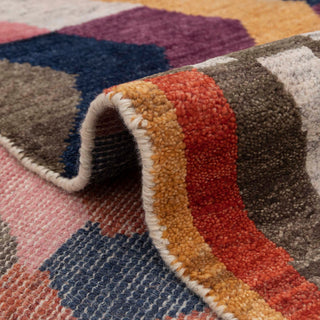 Multicolor Abstract Geometric Handwoven Rug – Modern Artistic Carpet