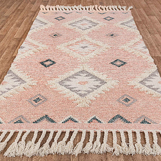 Casa Pink Hand Woven Boho Wool Rug
