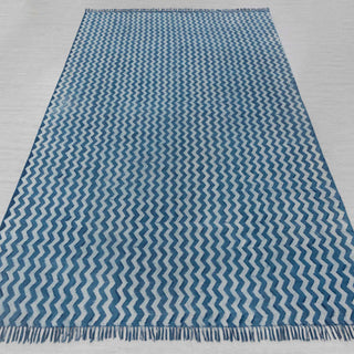 Blue Chevron Pattern Rug