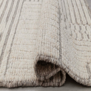 Ivory Textured Geometric Wool Rug