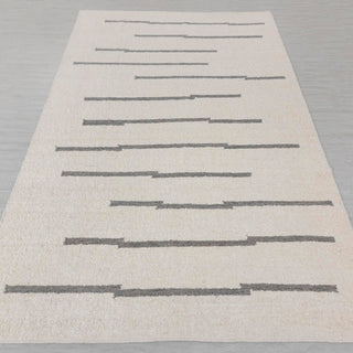 Modern Ivory & Grey Abstract Line Handwoven Rug