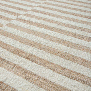 Natural Ivory & Sand Alternating Stripe Flatweave Rug
