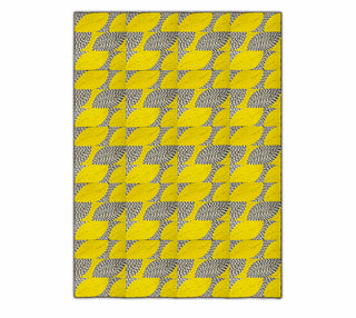 Yellow & Black Geometric Leaf Pattern Rug