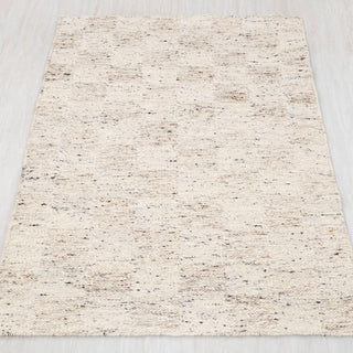 Modern Textured Ivory Wool Rug – Handwoven Abstract Area Carpet