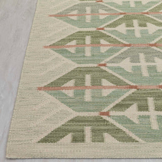 Kavi Green Scandinavian Flatweave Rug