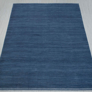 Muji Blue Wool Hand Woven Wool Flatweave Rug
